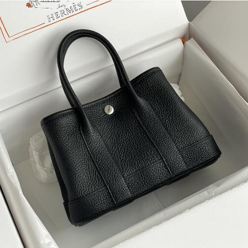 【エルメス HERMES】ネオ ガーデン 23 ガーデンパーティ ハンドバッグ ブラック/シルバー金具（100％マシン）
